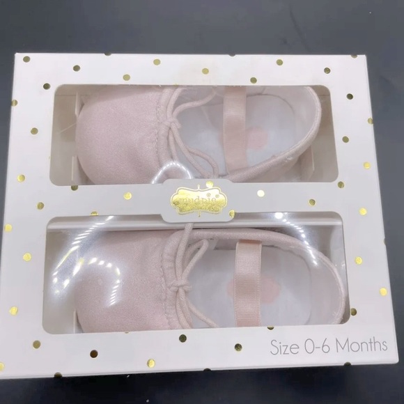 Mud Pie Pink Shimmer Ballet Flats 0-6 Months NWT - Picture 2 of 3